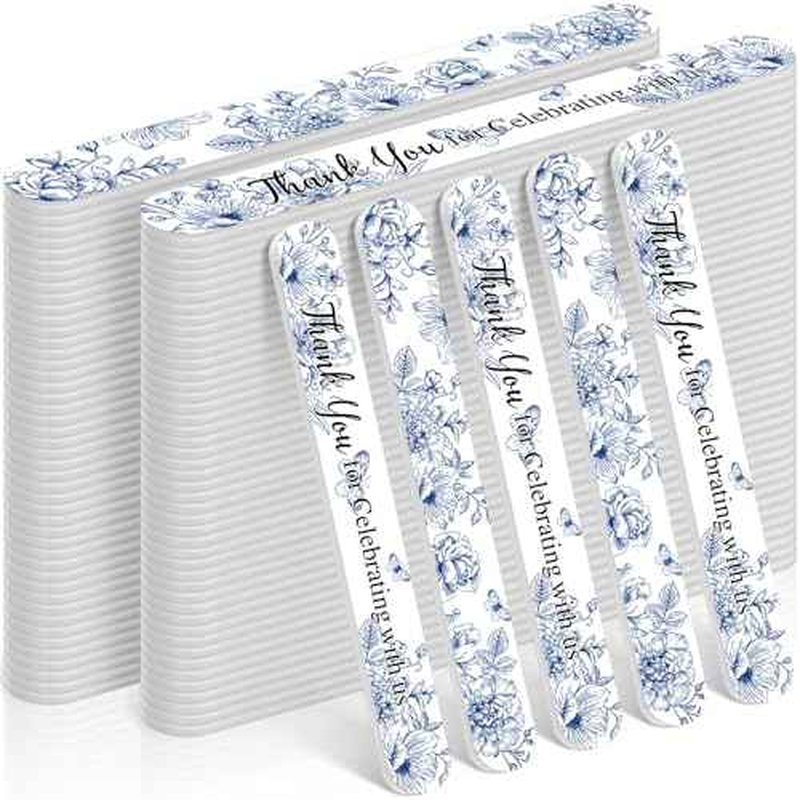 Lasnten 50 Pcs Wedding Bridal Shower Party Favors Chinoiserie Floral Nail Files Bulk Thank You for Celebrating with Us Double Sided Emery Boards for Guests Bridesmaid Bachelorette Baby Shower Party