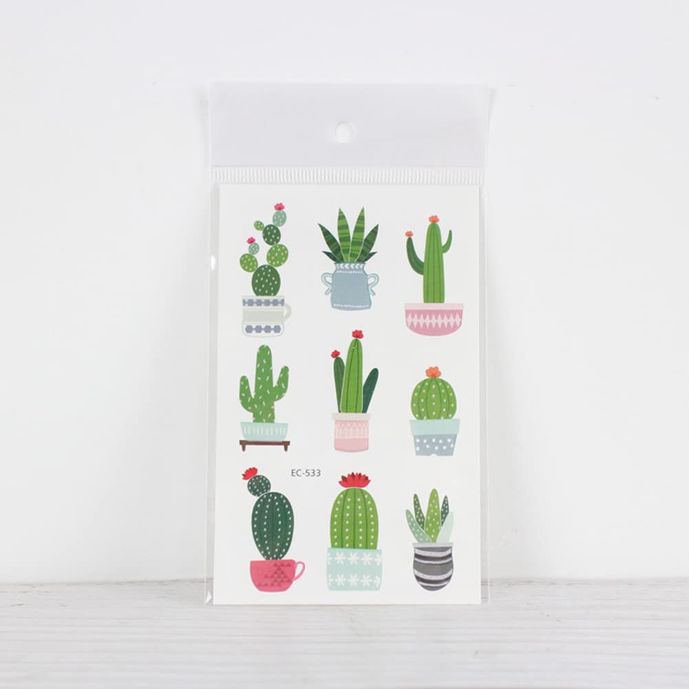 Oottati 6 sheets Waterproof Temporary Tattoo Stickers for Kids Children Cute Finger Wrist Cactus Potted Flower for Grils Boys