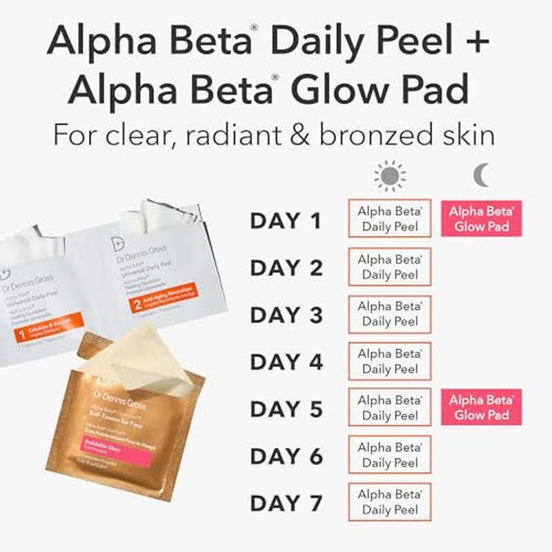 Dr. Dennis Gross Glow Pad Self-Tanner for Face ? Exfoliating & Anti-Aging Towelette with AHAs & BHAs, Buildable Natural Glow, Hydrating & Streak-Free Application, 20 Pack
