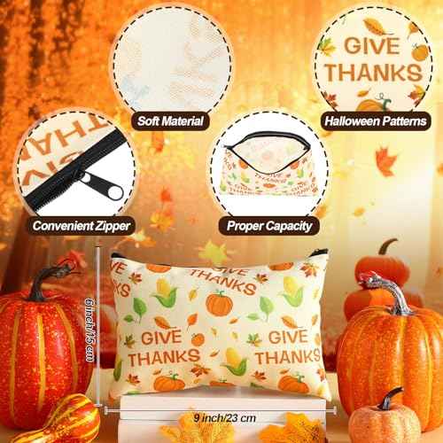 32 Pcs Thanksgiving Gifts Set Autumn Makeup Bags Bulk Pumpkin Socks Holiday to Do List Notepad Turkey Ballpoint Pens Keychain Fall Party Gifts
