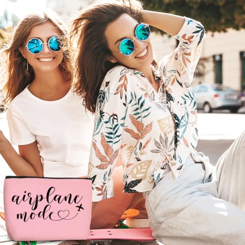 4PCS Funny Airplane Travel Gifts for Women Makeup Bag Travel Essentials Cosmetic Bag Traveling Toiletry Bags Flight Vacation Gifts for Girls Bestie Travelers Girls Trip Birthday Christmas Mothers Day