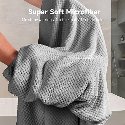 Umisleep Extra Large Microfiber Hair Towel for Women Long, Curly, Thick Hair, Super Soft Anti Frizz Quick Dry Hair Towel Wrap, Ultra Absorbent Hair Turban with Elastic Band Grey