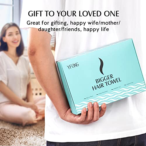 YFONG 3 Pack Large Microfiber Hair Towel Wrap, 30" x 10" Anti Frizz Quick Dry Hair Towels for Women Long, Curly, Thick Hair, Super Absorbent Hair Turban for Wet Hair (Grey, White, Camel)