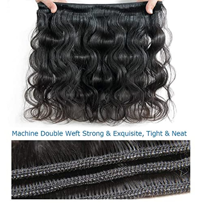 Aomllute Body Wave Bundles Human Hair 12A Grade Brazilian Human Hair Bundles Body Wave One Bundle Only 100% Unprocessed Weave Bundles Human Hair Natural Black (26 Inch)