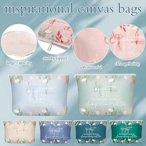 12 Pcs Nurse Appreciation Gift Set Adjustable Scrub Caps with Canvas Makeup Bags Christmas Thank You Gift Bulk for Nurse Doctor Staff Medical Surgical Technologist Holiday Party Favors