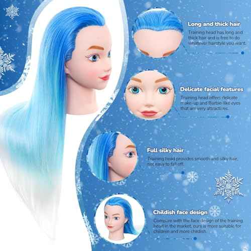 Neverland Beauty Mannequin Head with Hair, 20 Inch Cosmetology Manikin Barbie Head Styling Doll for Practice Braiding, Doll Head for Hair Styling Braiding Hairdressing for Girls