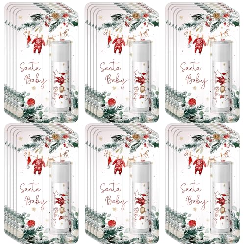 30 Pack Santa Baby Shower Games Prizes Party Gifts Bulk Lip Balms Favors for Winners Adults Guests Gender Reveal Favors Decorations Baby Shower Souvenirs Gift Bags Stuffers