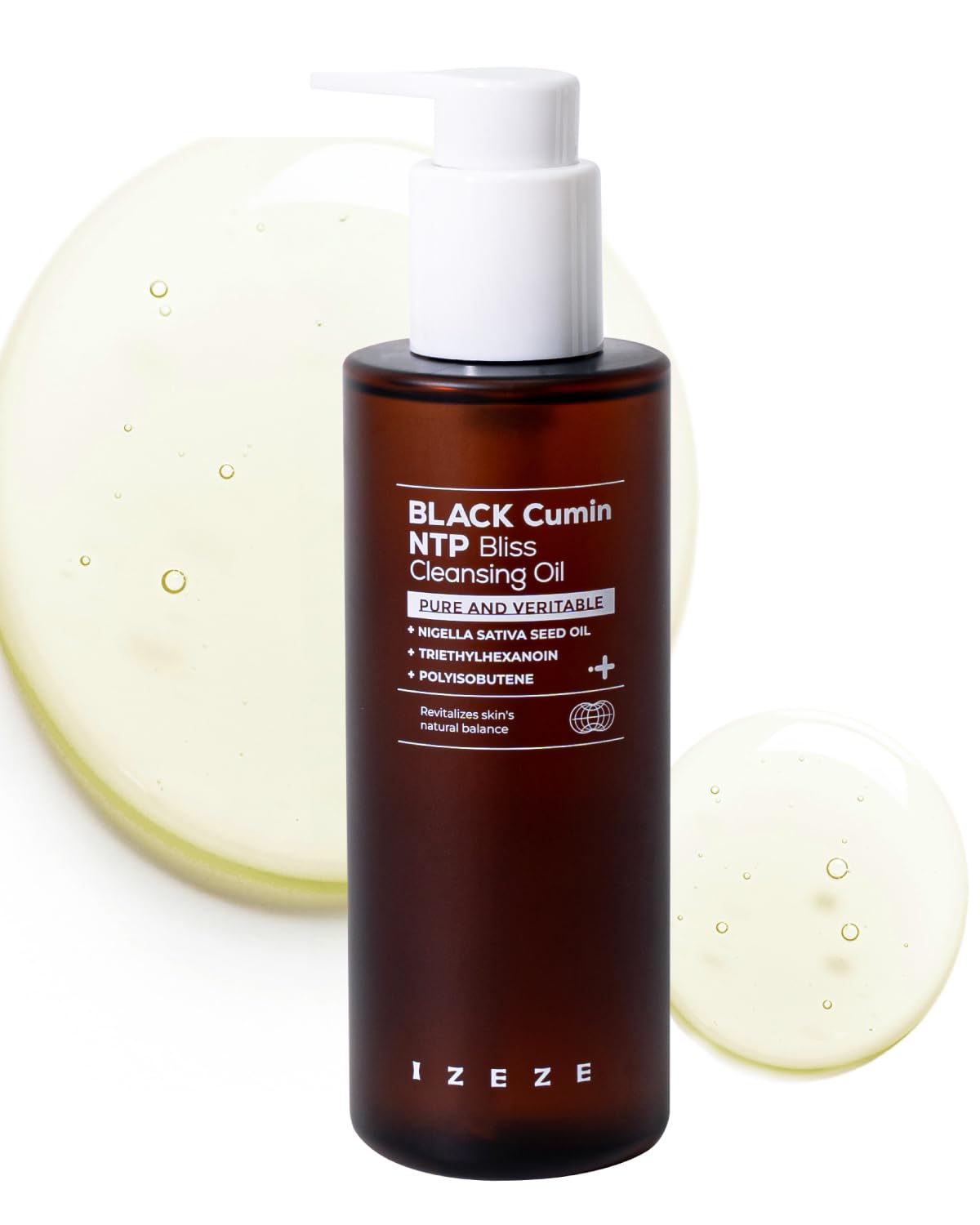 IZEZE Black Cumin NTP Bliss Cleansing Oil | Blackhead Remover, Makeup Remover, Deep Facial Cleanser, Clear Pore, Sebum Control, Korean Face Oil, 6.76 fl.oz