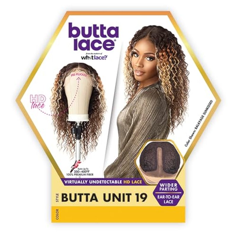 Sensationnel Butta Lace Wigs - Unit 19 Extra Wide 5 Inch Deep Parting Synthetic Preplucked Hairline Glueless Lacefront (1B OFFBLACK)