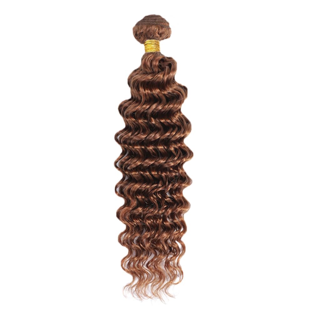 AuokMar 26 Inch Brown Deep Wave Human Hair Bundles Color #30 Bundles Human Hair Brazilian Virgin Hair 1 Bundle Color #30 Deep Wave Bundles Remy Hair Extensions Brown Curly Bundles