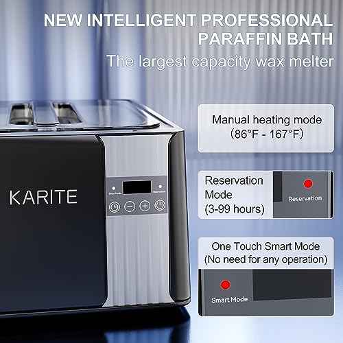 KARITE Paraffin Wax Machine for Hands and Feet, 9000ml Paraffin Wax Bath with Auto-Timer, Smart Mode, Precision Temperature Control, Paraffin Wax Warmer Kit with 16PCs Refills