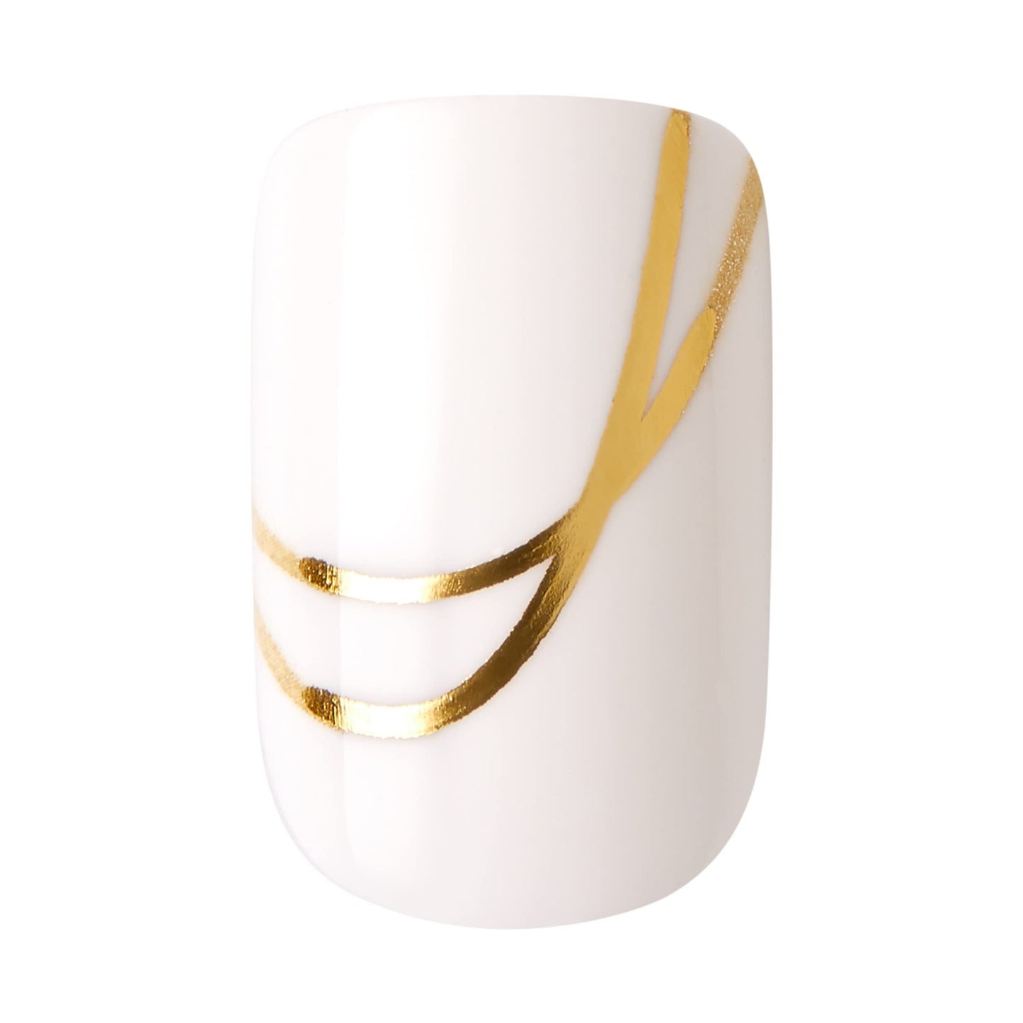 KISS Voguish Fantasy, Press On Nails, Nail glue included, 'Glam and Glow', White, Short Size, Squoval Shape, Includes 28 Nails, 2g glue, 1 Manicure Stick, 1 Mini File