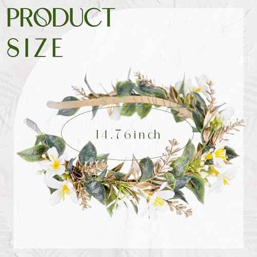 White Flower Crown Headband - Fairy Forest Floral Headpiece Woodland Elf Flower Hairband for Women Girls Renaissance Wedding Festival Party Hair Styling Accessory