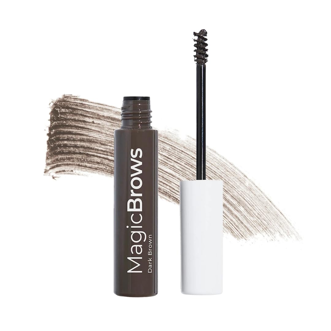 MCoBeauty - Magic Brows - Dark Brown Brow Gel - 3-in-1 Tinted Volumizing Eyebrow Gel - Tints, Fills and Holds - Includes an Eyebrow Spoolie Brush - For Natural Looking Finish - Stocking Stuffers