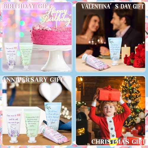 Landhoow 24 Pack Christian Hand Cream Bulk for Women Breast Cancer Accessories Bible Travel Hand Lotion Set Religious Back to School Bible Verse Gift for Church VBS School Teacher Wedding Homeless
