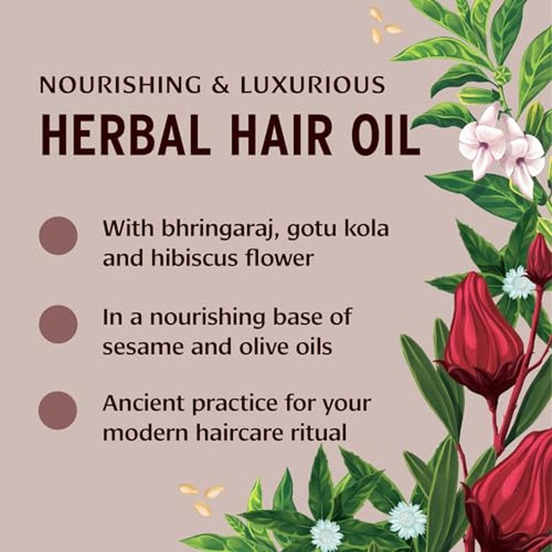 Banyan Botanicals Herbal Hair Oil - 24 oz - Nourishes and Supports hair growth with organic herbs and oils, delivering deep nourishment to all hair types