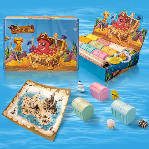 Bath Bombs for Kids with Surprise Toys Inside, 9 Pack Treasure Chest Bath Bombs Gift Set, Handmade Bubble Bath Fizzes Bomb with Toys, for Child-Safe, Fun & Educational, Ideal Gift for Kids