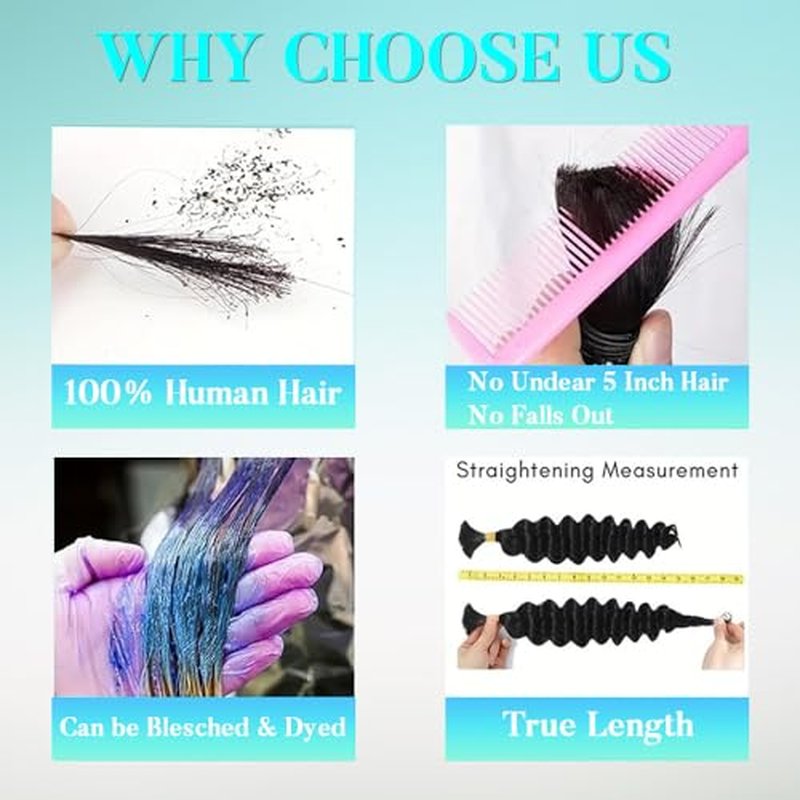 Human Braiding Hair for Boho Braids 110g 18 Inch Deep Wave Boho Bulk Human Hair for Braiding Knotless 12A Wet and Wavy Bohemian 2 No Weft Bundles/Pack Curly Braids Natural Color 4/27
