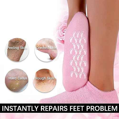 Moisturizing Socks, 2 Pairs Moisturizing Gel Socks£¬Soft Feet Moisturizer Spa & Pedicure Socks for Dry Cracked Heels, Calluses,Gel Spa Socks for Repairing (Blue&Pink)
