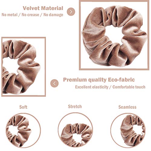 IVARYSS Velvet Scrunchies for Women, 12 Pcs Dark Colors Classic Elastic Thick Scrunchy Bands Ties, Soft Ropes Ponytail Holder Hair Accessories