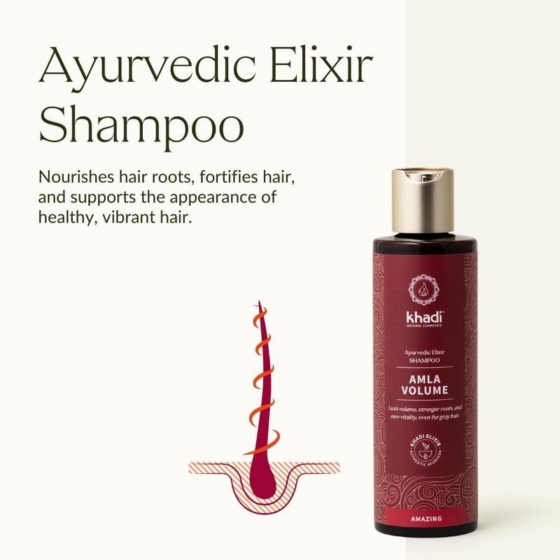 KHADI AMLA VOLUME Ayurvedic Shampoo - Powerful hair & volume through strong hair roots - 100% natural, vegan, silicone & sulfate-free - 6.7 fl oz