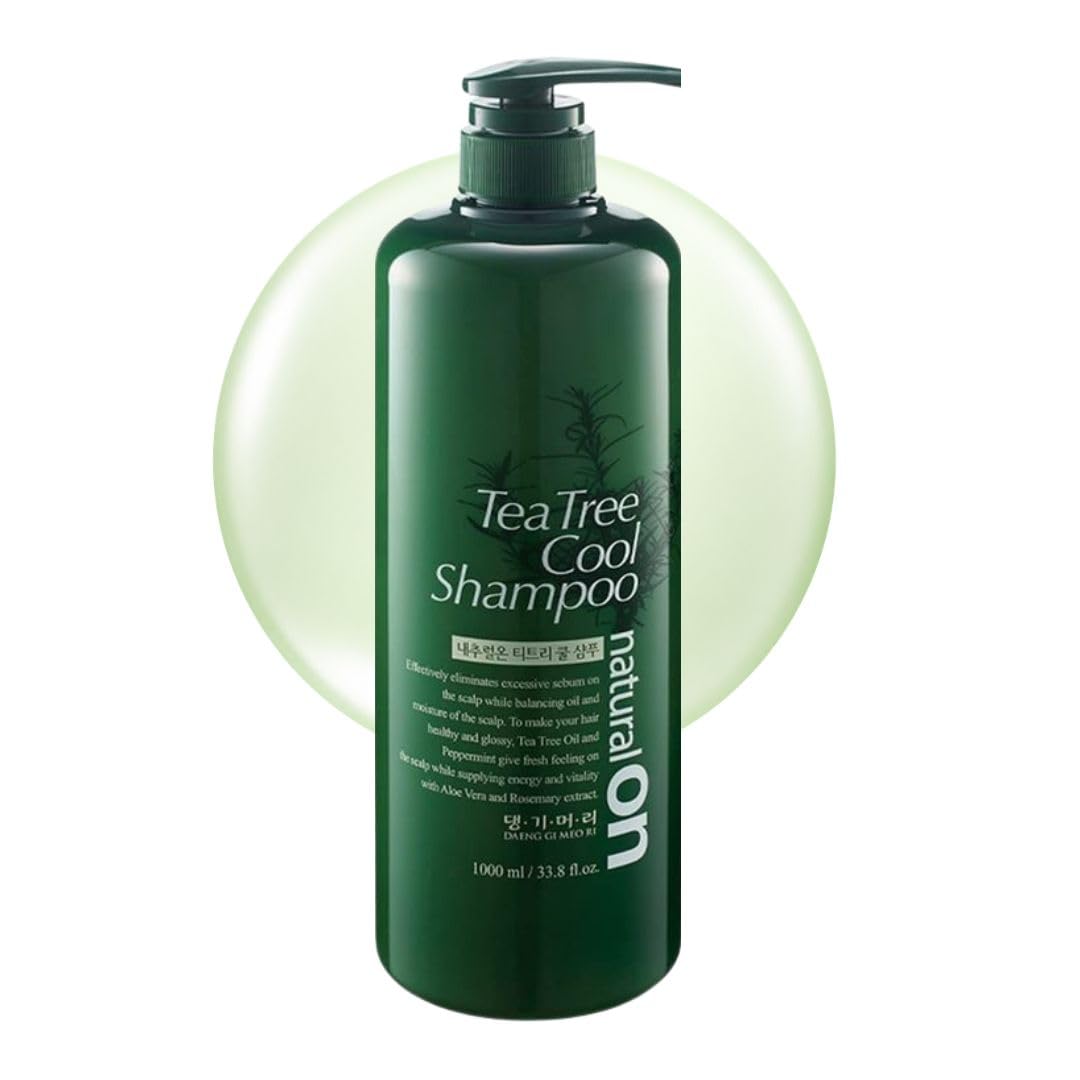 Daeng Gi Meo Ri Tea Tree Cool Shampoo | Cooling Scalp Care with Tea Tree & Aloe Vera | Refreshes Oily Hair, Hydrates Dry Hair, Gentle Cleansing | 1000ml