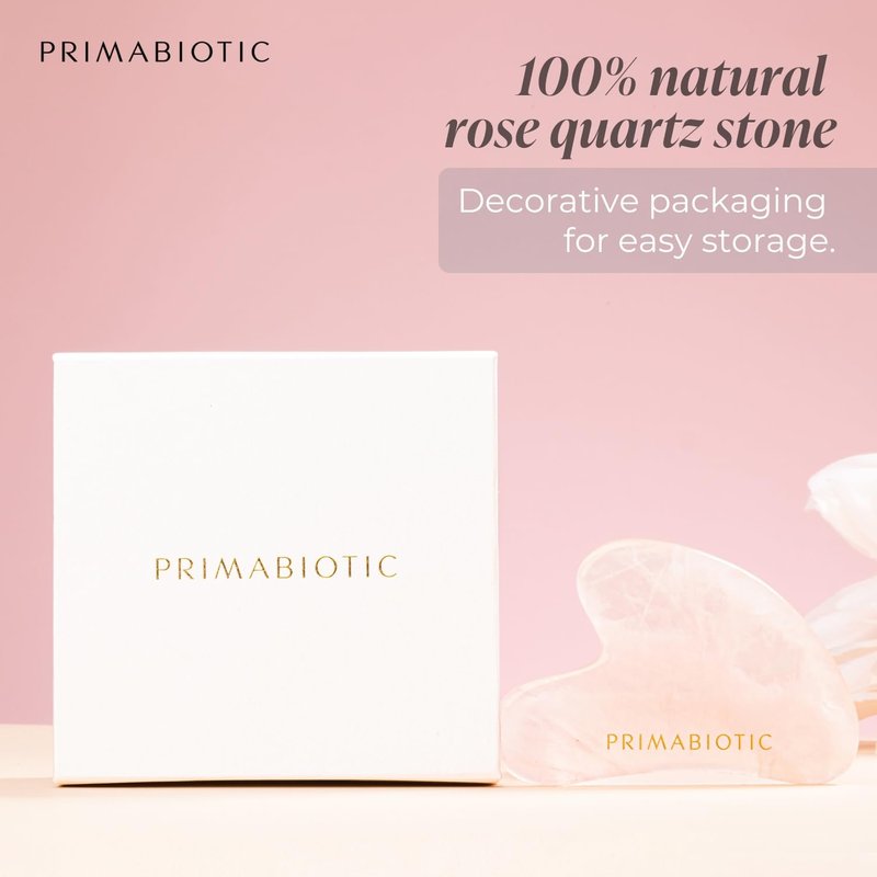 PRIMABIOTIC Gua Sha Stone – Facial Massage Tool for Wrinkles – Rose Quartz Guasha – Skin Care – Beauty Products – Massage Tool for Skin Care – Anti-Aging