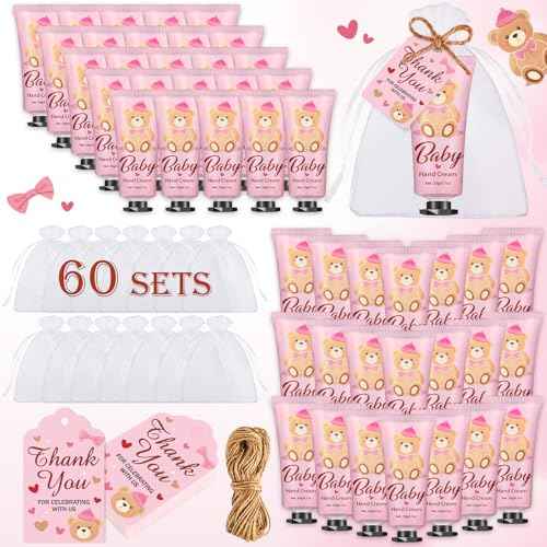 60 Sets Baby Shower Hand Cream, Baby Shower Party Favors Gifts for Guests Bridal Shower, Wedding Hand Cream Gifts,Thank You Gifts,Travel Size Hand Lotion Bulk for Wedding (Pink Bear)