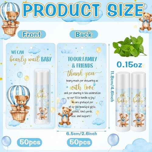 50 Pack Bear themed Baby Shower Favor Baby Shower Lip Balm Party Gifts for Guest Games Prizes Friends Gender Reveal Girls Boys Halloween Thanksgiving Christmas