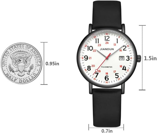 JIANDUN Waterproof Nurse Watch for Medical,Professionals,Students,Women Men, 24 Hour with Second Hand, Military Time Easy to Read Dial