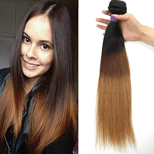 Ombre Straight Human Hair 1 Bundle Brazilian Straight Weave 100% 3 Tone 1b 4 30 Color Ombre Brazilian Straight Bundle Brazilian Virgin Ombre Human Hair Bundle for Black Women 22"