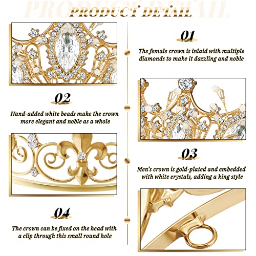 Henoyso 4 Pcs Prom King and Queen Crowns for Men Women Halloween Party King Queen Tiara Headband Homecoming Party Favor