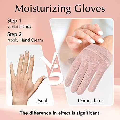 Evridwear Cotton Moisturizing Gloves Overnight Touchscreen for Dry Hands SPA Eczema Hand Care, Day and Night Moisturizing Sleeping Gloves (2 Pair S/M, Feather Weight Pink Color)