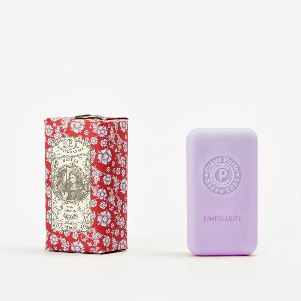 Claus Porto - Mirror Pomegranate Body Soap for Men + Women | Cleansing, Nourishing, Softening | Handcrafted, Aromatic, Floral (150g | 5.3 oz)