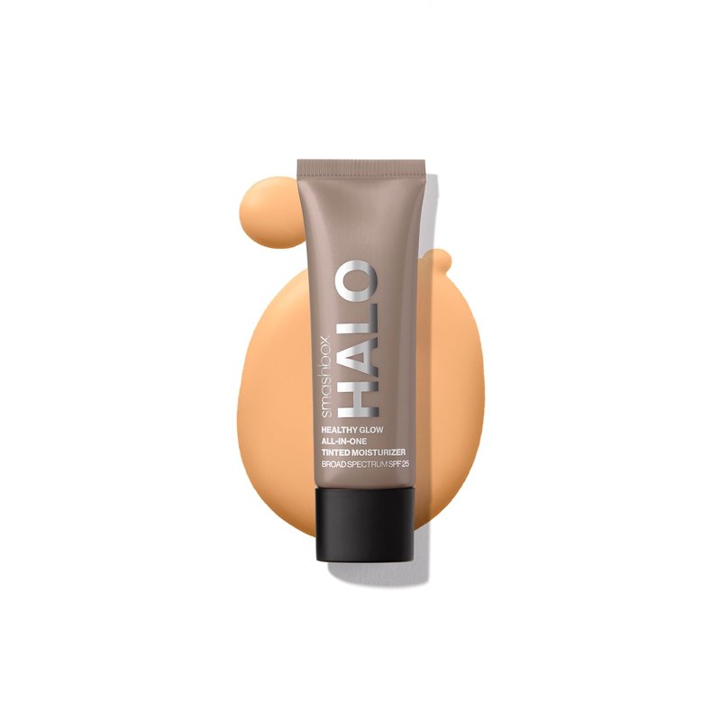 Smashbox Halo Healthy Glow Tinted Moisturizer with SPF 25 | 24-Hour Hydrating Buildable Coverage with a Natural Dewy Finish, Hyaluronic Acid & Niacinamide, Light Medium, Travel Size, 0.41 Fl Oz