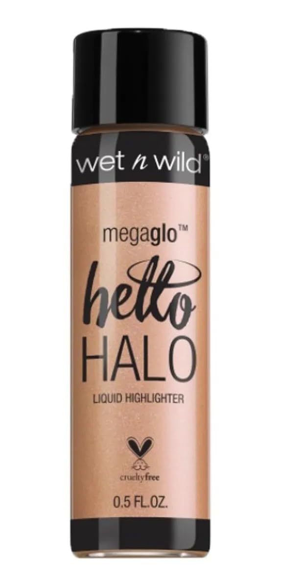 wet n wild MegaGlo Hello Halo Liquid Highlighter Makeup, Shimmer, Gold Go With The Glow