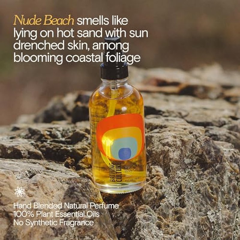 Bathing Culture, Organic Heat Wave Body Oil, Organic Body Oil for Women and Men, After Shower Moisturizer, Natural, Biodegradable, Sustainable, Vegan Personal Care, Nude Beach Scent, 4 fl oz, 118 ml