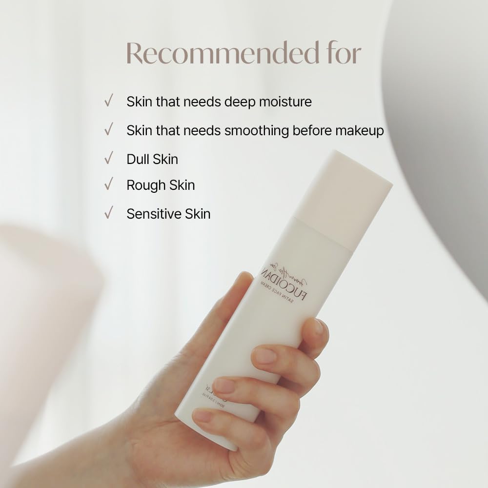 ONUL31° Fucoidan Satin Face Cream - Lightweight Deep Hydration, Vegan Skin Barrier Strengthening, Non-Greasy Daily Moisturizer with Macadamia & Jojoba Oil, Radiant Glow, 3.04oz