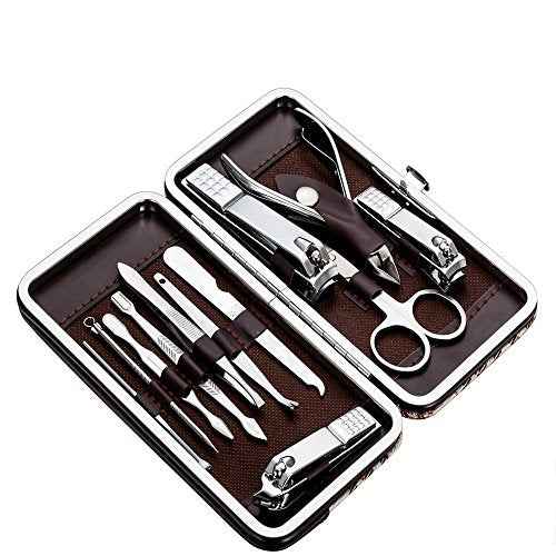 Manicure, Pedicure Kit, Nail Clippers, Professional Grooming Kit, Nail Tools with Luxurious Travel Case, Set of 12 ¡¦ (nail clippers 12pcs)