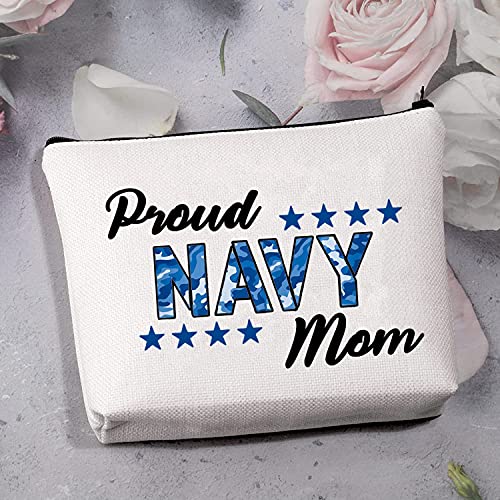 Proud Navy Mom Cosmetic Bag Navy Mom Gifts for Women Military Mom Gifts Navy Sailor Gifts Navy Deployment Gifts for Mom (Proud Navy Mom bag)