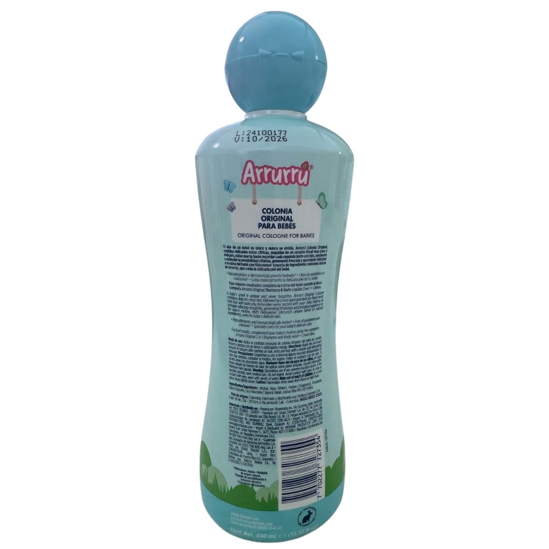 Colonia Arrurru para Bebes – 400ml (13.52 fl oz) (400ml (13.52oz), Azul (Blue))