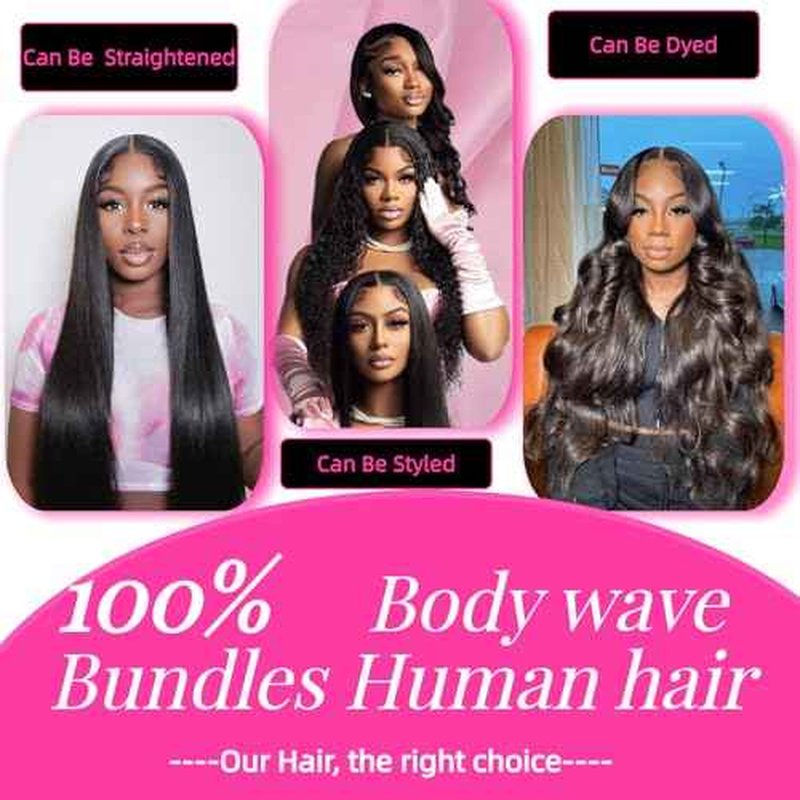 Human Hair Bundles Body Wave Bundles Human Hair 12a Grade 100% Unprocessed Brazilian Virgin Hair Body Wave 3 Bundles Human Hair Extensions For Black Women Natural Color 20 22 24 Inch