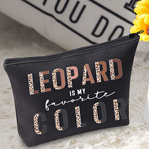 BWWKTOP Leopard Lovers Cosmetic Makeup Bag - Zipper Pouch, Leopard Fans Gifts, My Favorite Color Merchandise