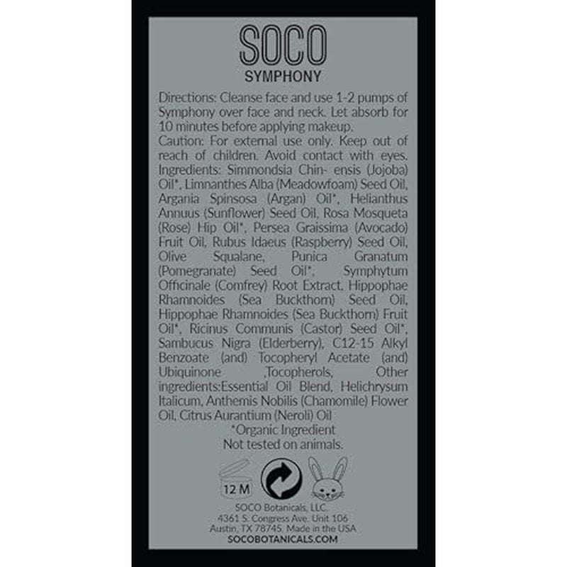 SOCO Botanicals Face Oil Serum - Anti Aging Organic Elixir for Face and Eyes with Sea Buckthorn, Argan, Rosehip & CoQ10, Neroli & Immortelle Essential Oil Blend