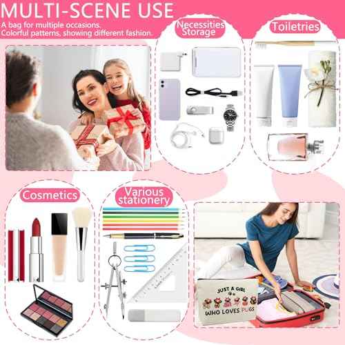 DJOLY Pug Gifts for Lovers, Birthday Decorations, Accessories for Dog Mom, Kids, Cosmetic Travel Pouch, Christmas Decor