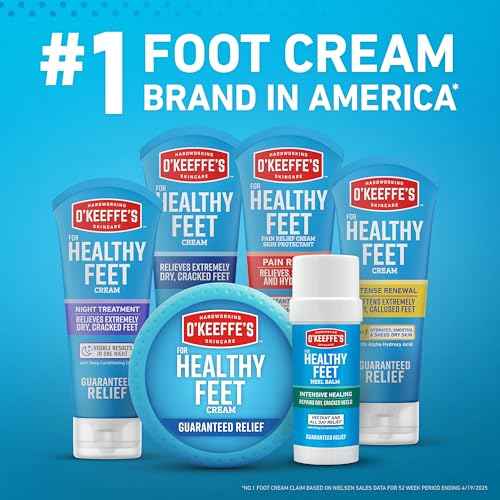 O'Keeffe's for Healthy Feet Foot Cream - 3 oz Travel Size Tube (1 Pack) - Guaranteed Relief for Extremely Cracked, Dry Feet, Repairing Skincare, Instantly Boosts and Retains Moisture Levels
