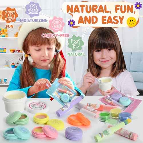 JCOOS DIY Lip Balm Making Kit - Kids Crafts, Make Your Own Lip Gloss, Beeswax & Shea Butter, Moisturizing Tubes