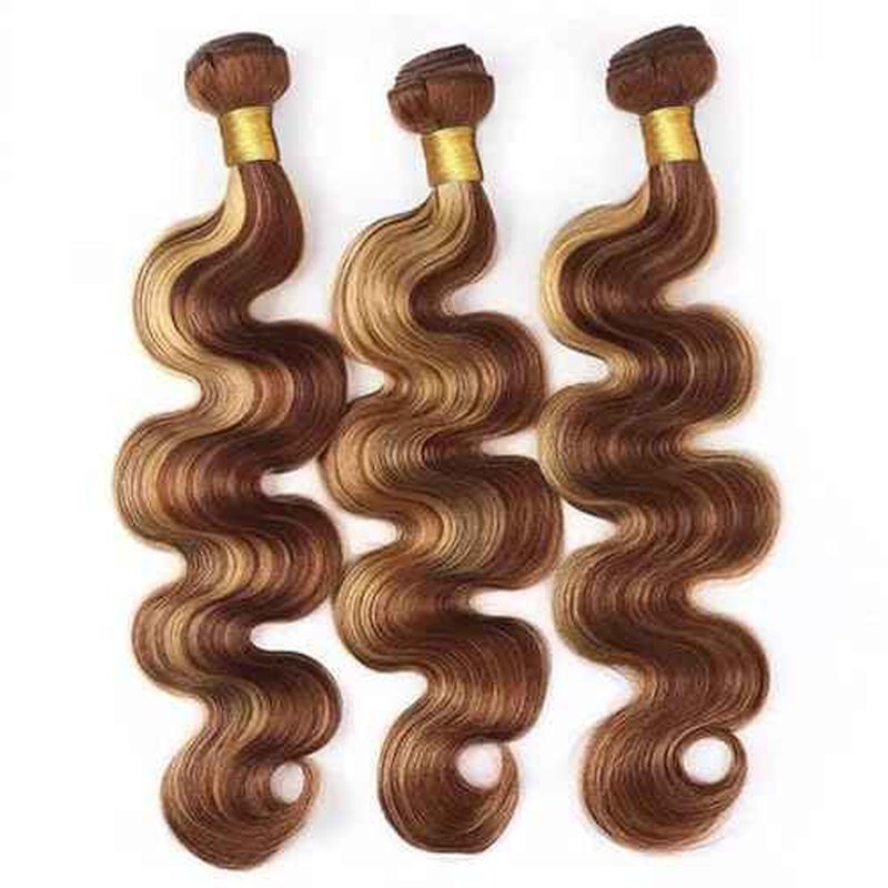 Honey Blonde Bundles Human Hair Reddish Brown Body Wave 3 Bundles 16 18 20 inch P27/33 Human Hair Bundle 300g