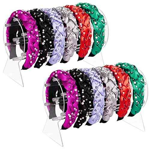 Yesland 2 Pack Acrylic Headband Holder - Clear Headband Organizer Display Stand for Girls - Hairband Rack Storage Holder for Hair Clasp, Bangles, Teen Girl, Women
