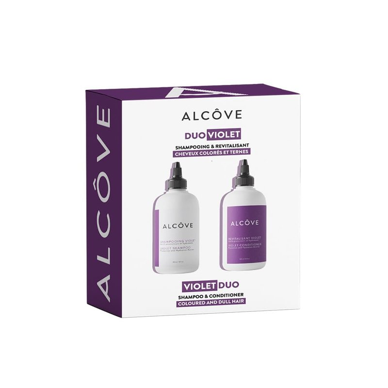 Alcôve Violet Shampoo & Conditioner Duo | Sulfate-Free for Blonde & Colored Hair - 10oz - Neutralizes Yellow Tones